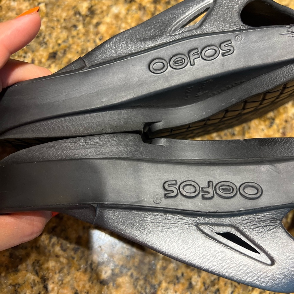 OOFOS Gray Slide Sandals - Picture 12 of 14